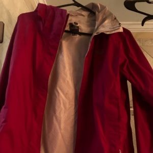 Fuschia Pink Northface Rain jacket with hood